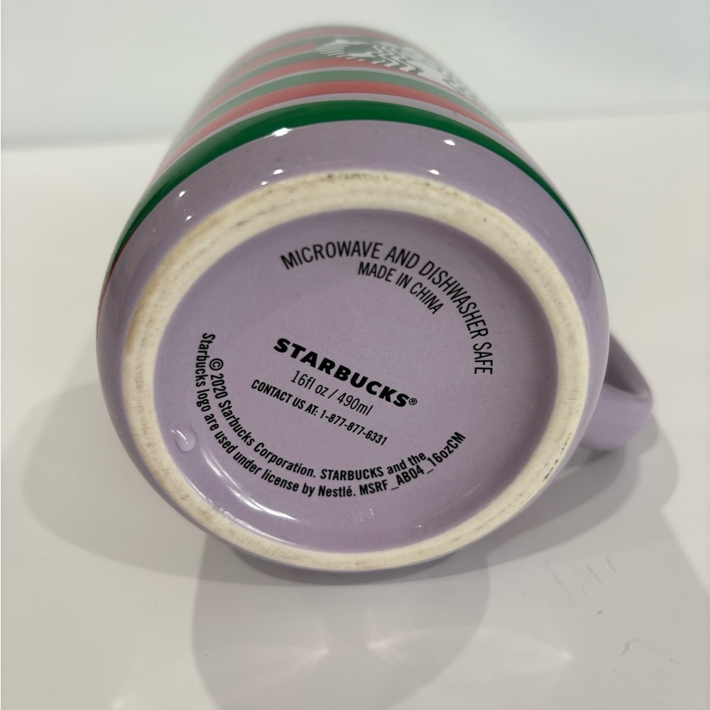 Holiday 2020 Starbucks Purple with Red And Green Stripes 11oz Ceramic Mug - Picture 7 of 13
